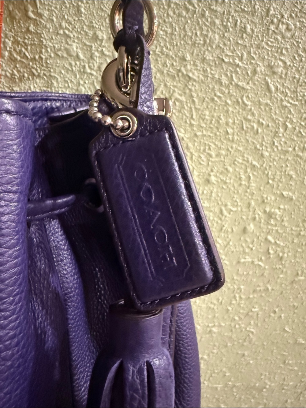 Coach 2-Way Purple Leather Drawstring Bucket Bag Shoulder Crossbody With COA - Picture 4 of 10